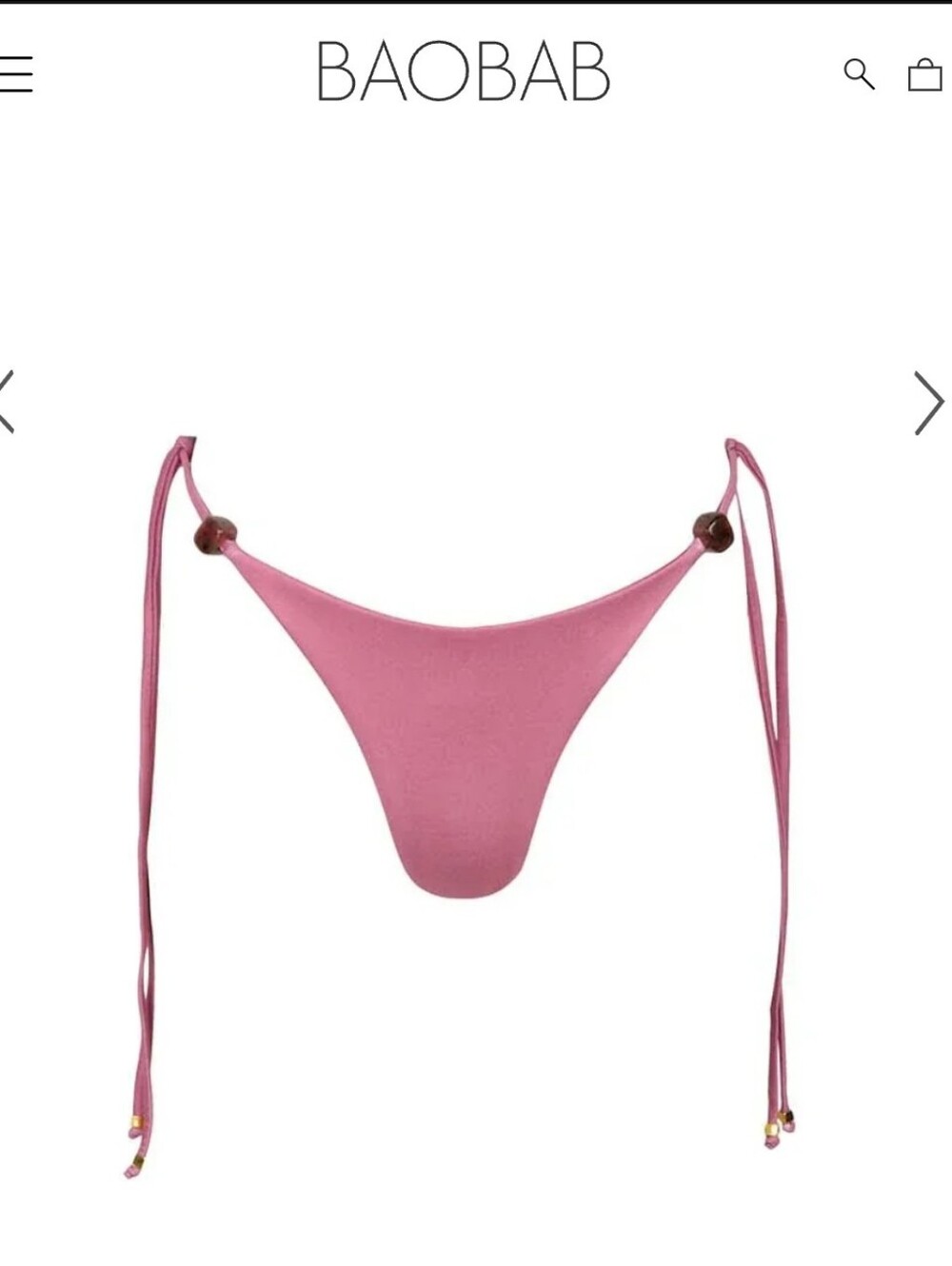Baobab Collection Rose Pink Tie-Side Bikini Bottom with Bead Detail
